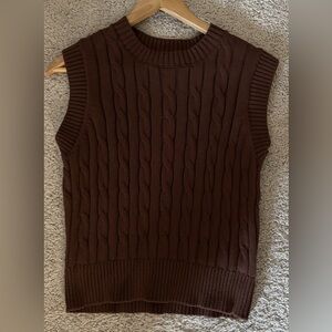 Brown/ Chocolate Cable Knit Sleeveless Sweater Vest